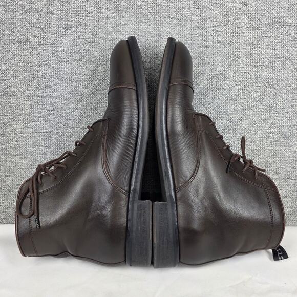 ALLSAINTS HARLAND MEN’S CAP‑TOE LEATHER LACE-UP COMBAT BOOTS – BLACK – SIZE 12
